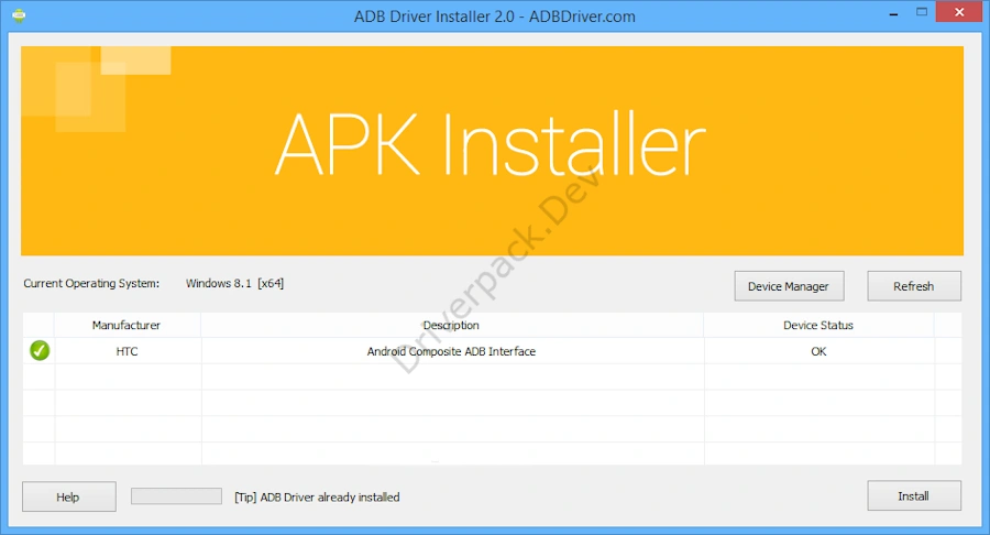 Найденное Android устройство в ADB Driver