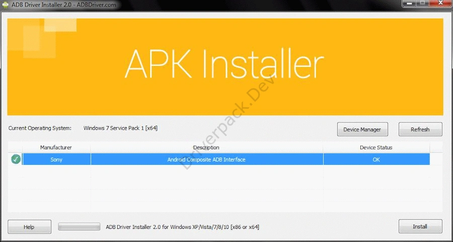 Sony телефон в инткерфейсе ADB