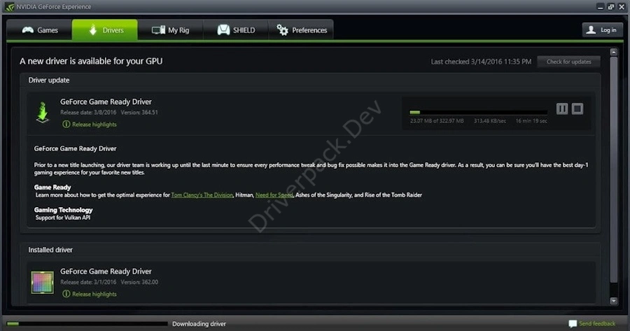 Проверка драйверов Nvidia GeForce Experience