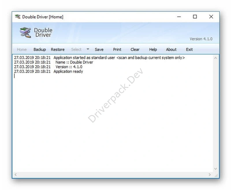 Процесс создания резервной копии драйверов в Double Driver