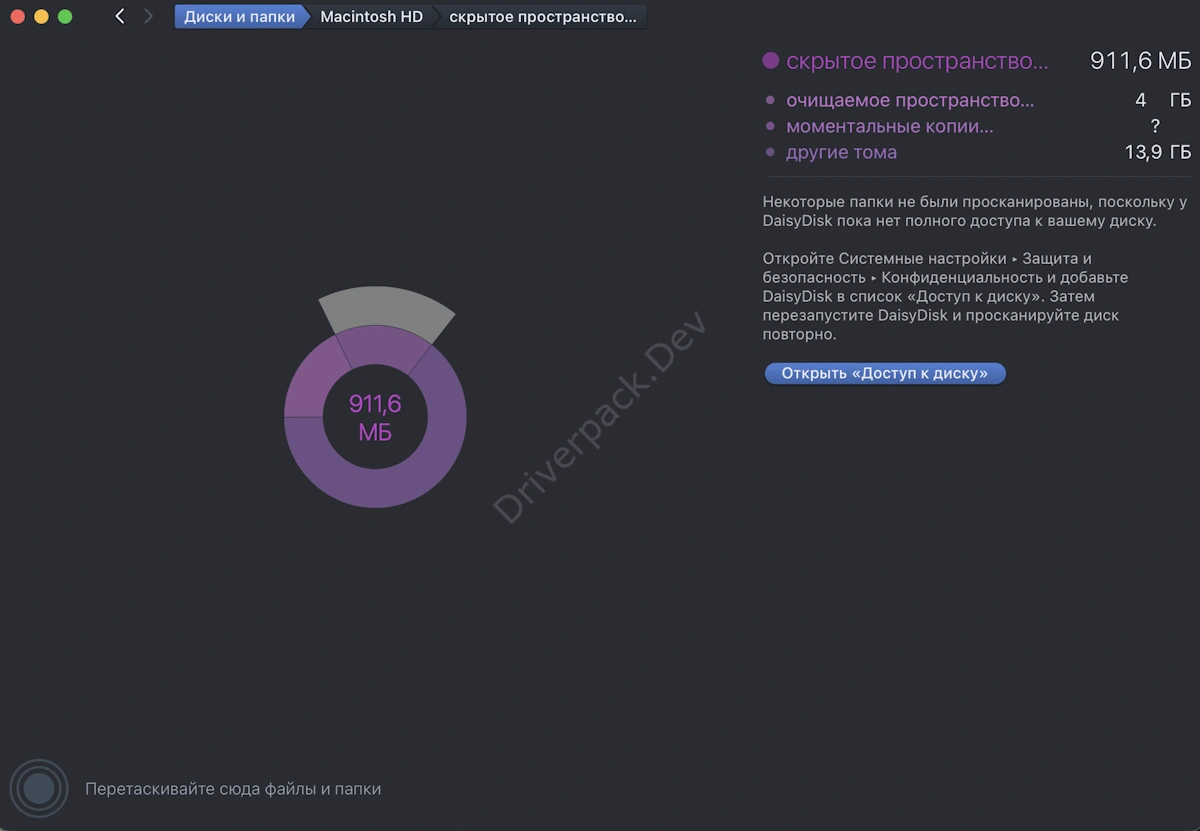 Скрытое пространство DaisyDisk