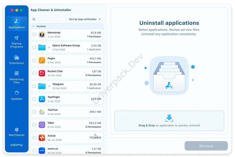 Удаление программ через App Cleaner & Uninstaller